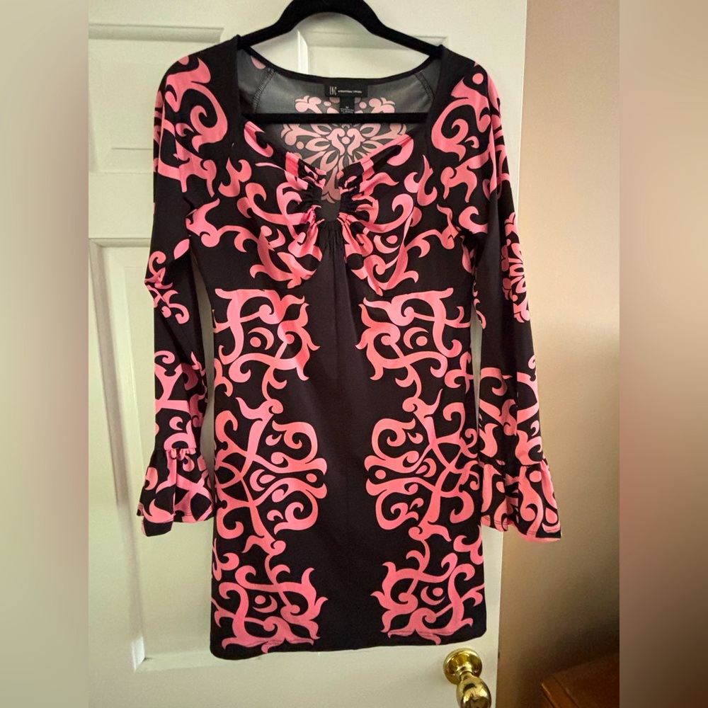 INC Short Pink and Black Patterned Dress